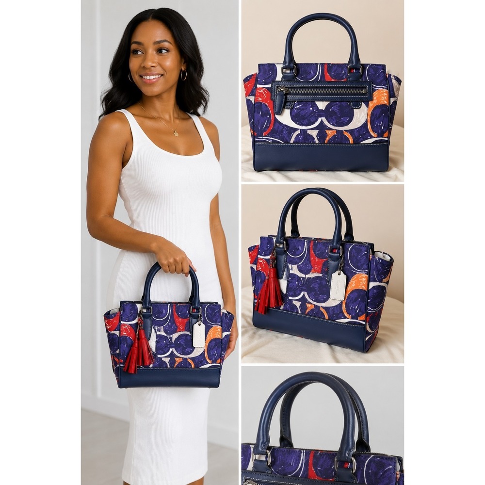 Coach Candace Legacy Heritage Signature Print D1220-19951 Red White Blue Satchel